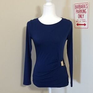 MICHEAL KORS NAVY BLUE BLOUSE WITH BUCKLE